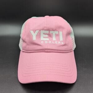 Yeti Coolers Hat Cap Womens Pink White Snapback Trucker Mesh Adjustable Country